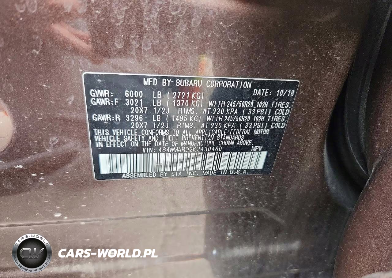 2019 Subaru Ascent Touring VIN:4S4WMARD2K3430460 - 14