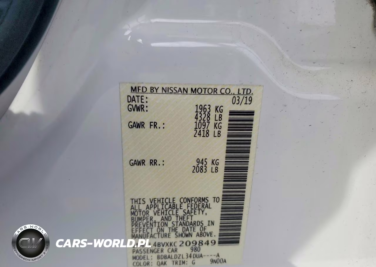 2019 Nissan Altima VIN:1N4BL4BVXKC209849 - 12