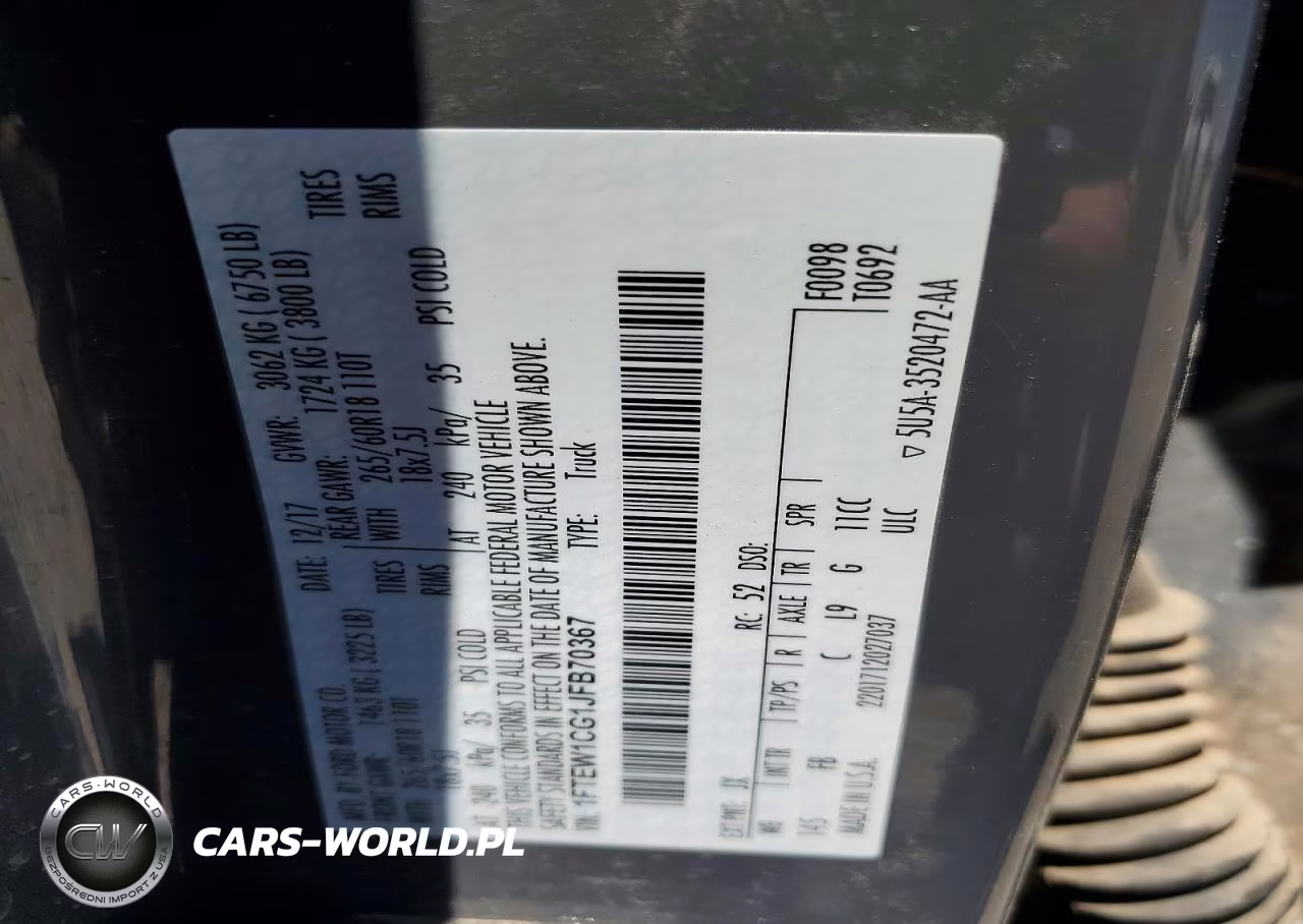 2018 Ford F150 Supercrew VIN:1FTEW1CG1JFB70367 - 12