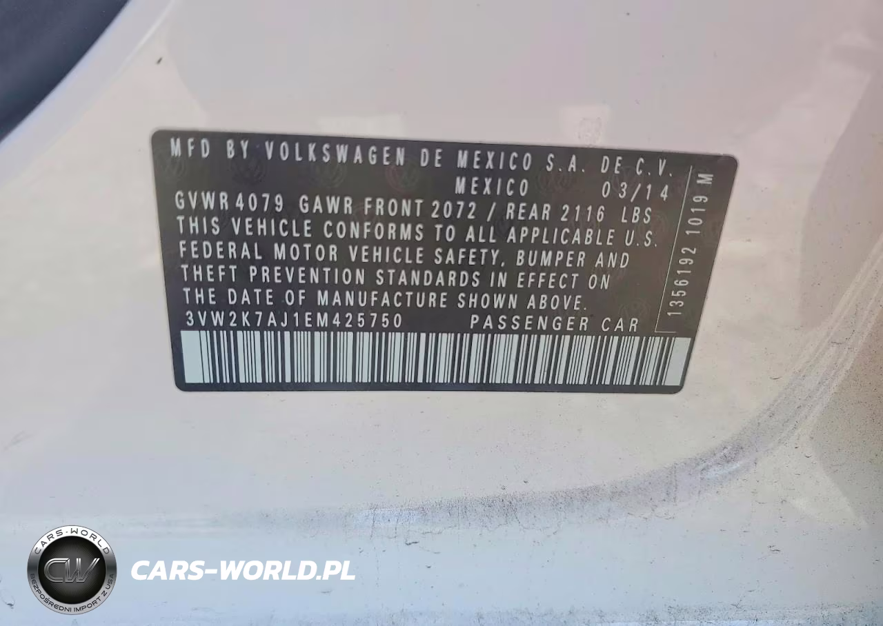 2014 Volkswagen Jetta Base VIN:3VW2K7AJ1EM425750 - 12