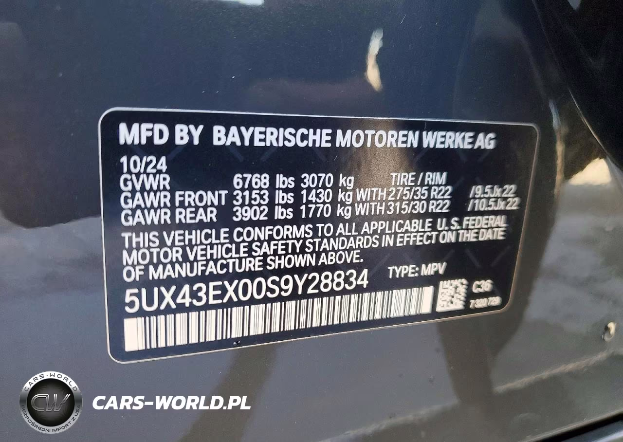 2025 BMW X6 M60I VIN:5UX43EX00S9Y28834 - 13