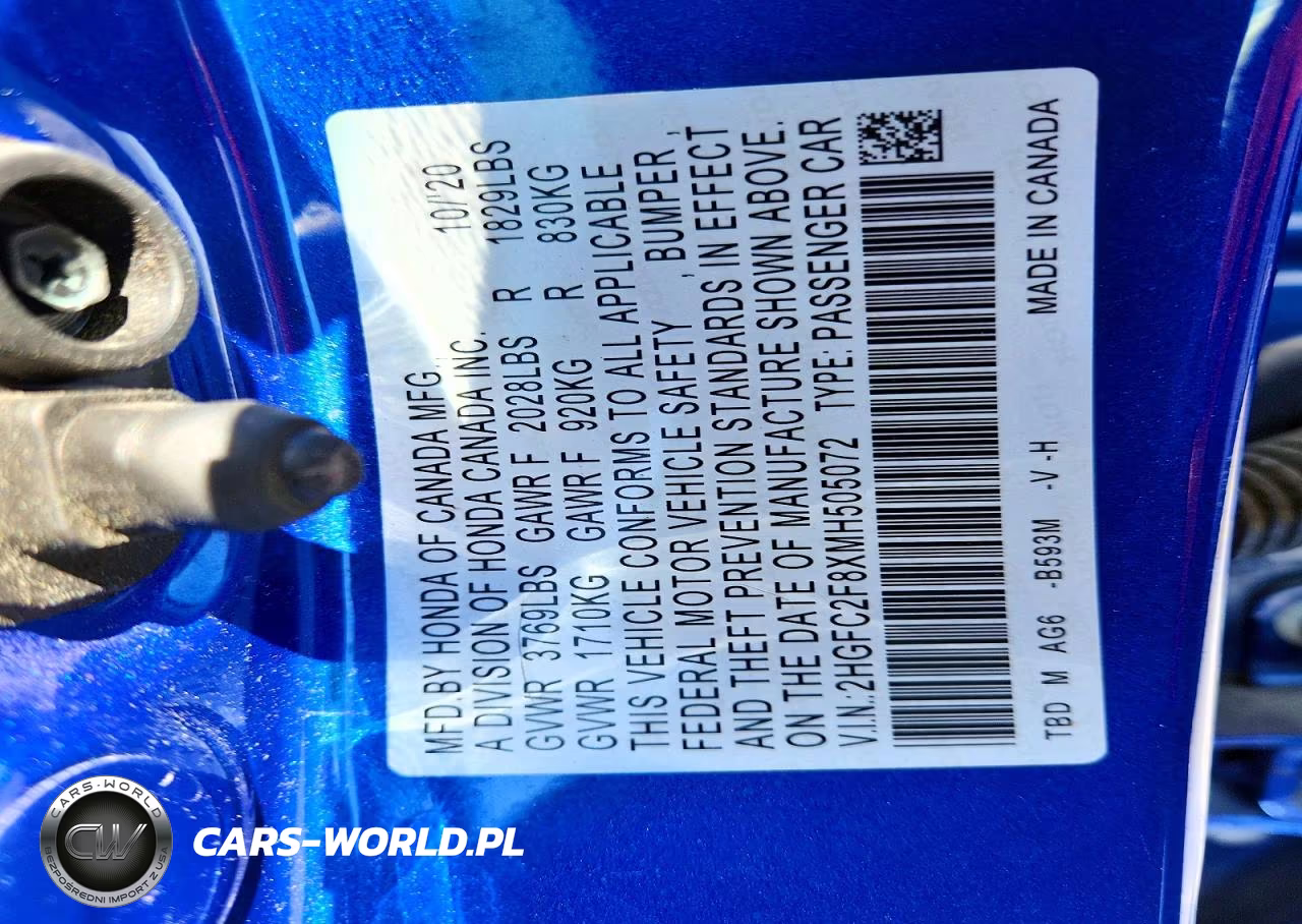 2021 Honda Civic Sport VIN:2HGFC2F8XMH505072 - 13