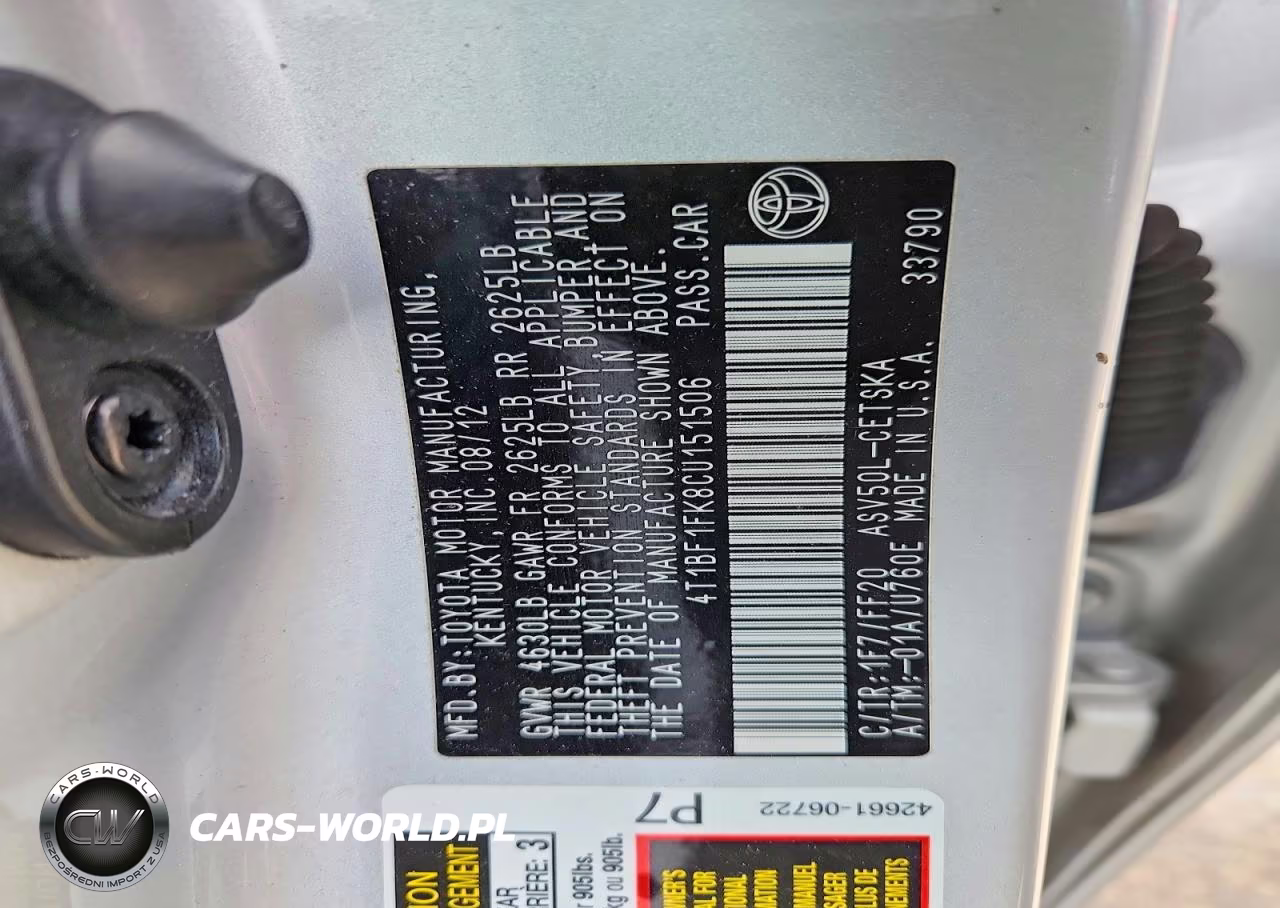 2012 Toyota Camry Se VIN:4T1BF1FK8CU151506 - 12