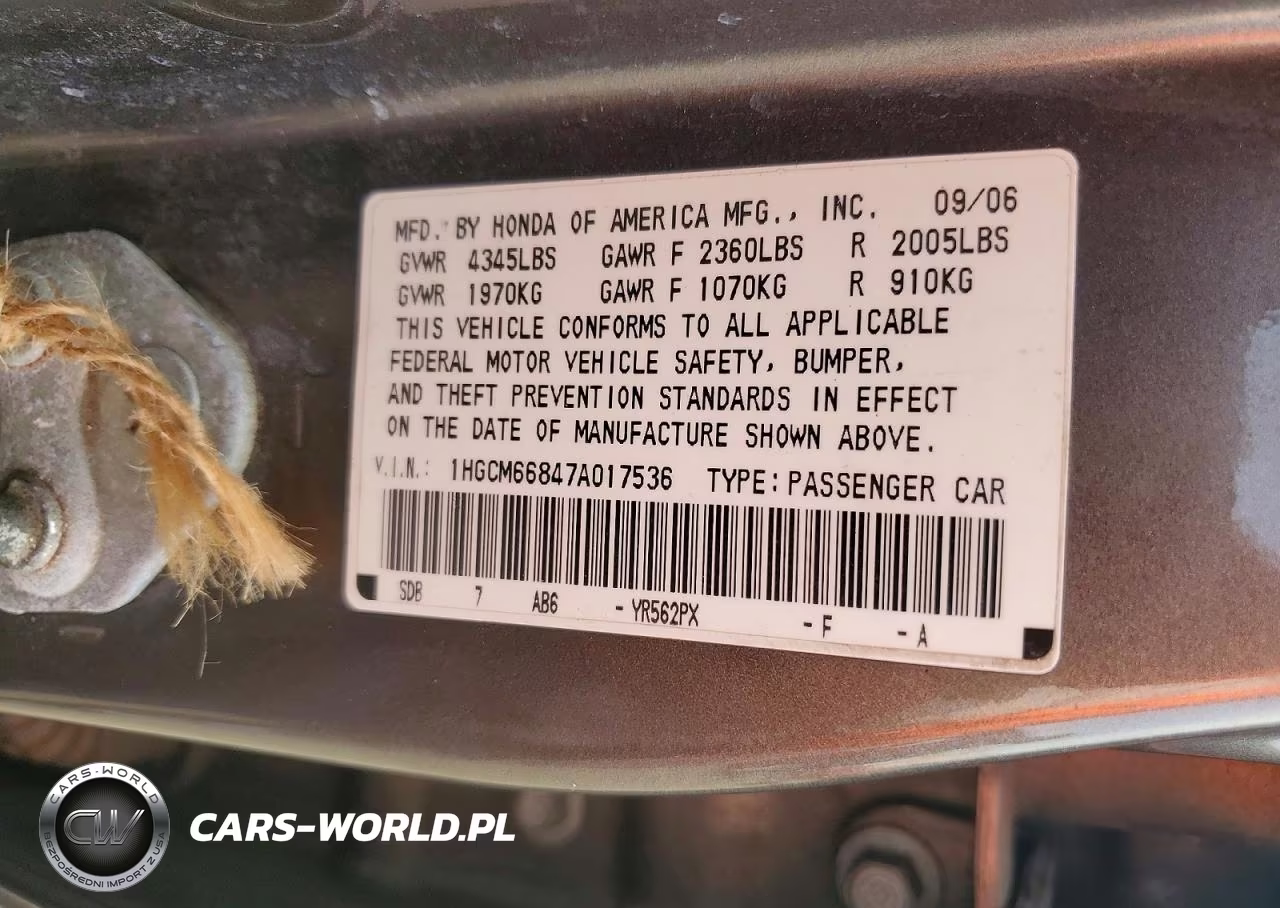 2007 Honda Accord Ex VIN:1HGCM66847A017536 - 12