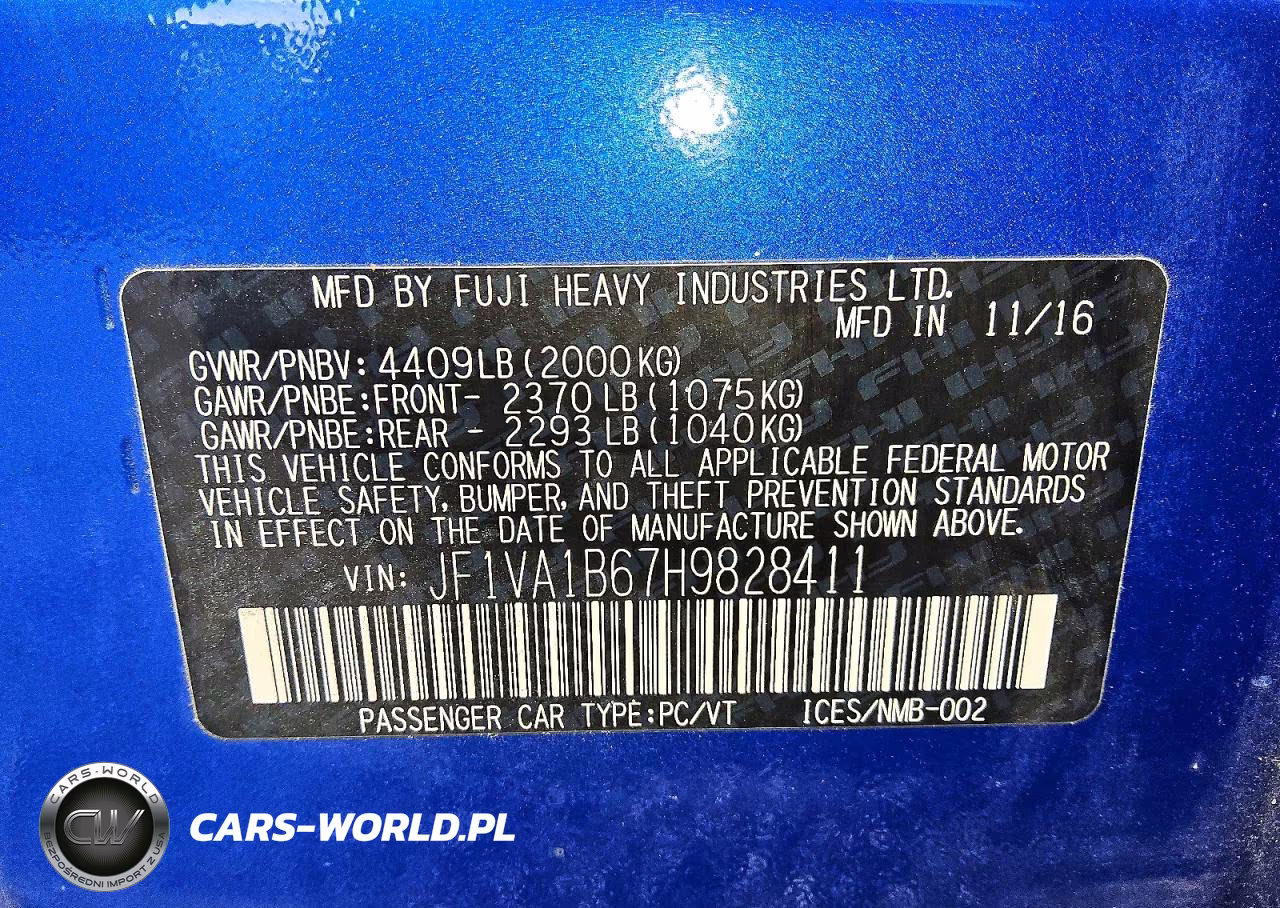 2017 Subaru Wrx VIN:JF1VA1B67H9828411 - 12