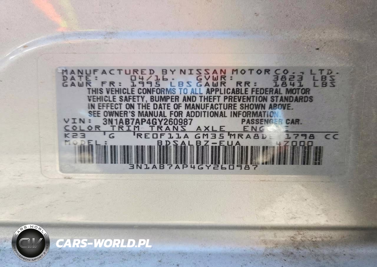 2016 Nissan Sentra S VIN:3N1AB7AP4GY260987 - 12