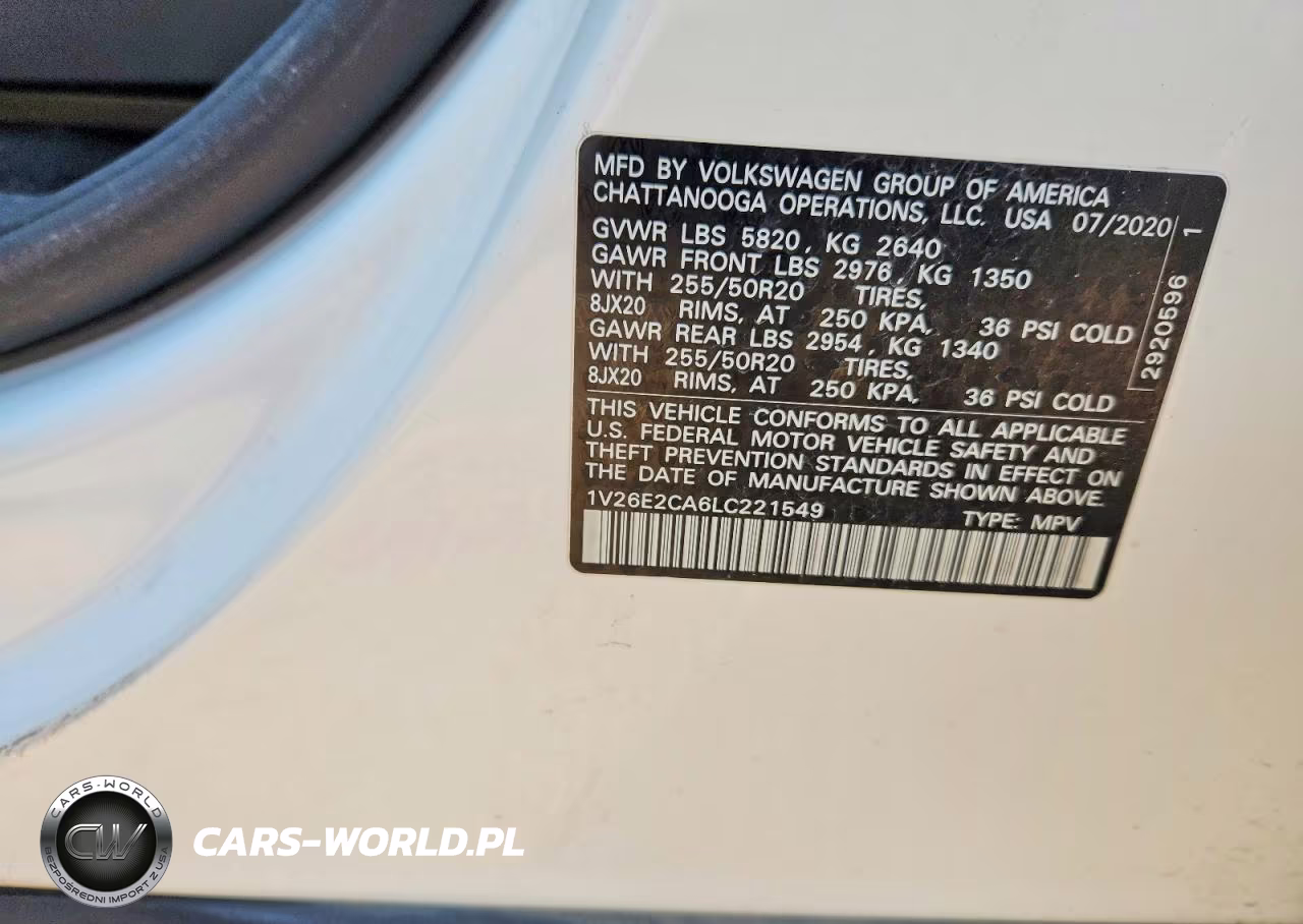 2020 Volkswagen Atlas Cross Sport Se VIN:1V26E2CA6LC221549 - 12