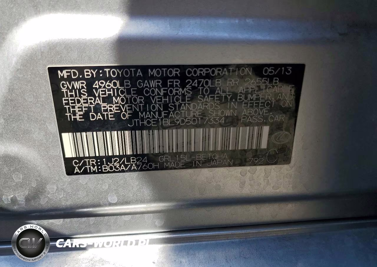 2013 Lexus Gs 350 VIN:JTHCE1BL9D5017334 - 12