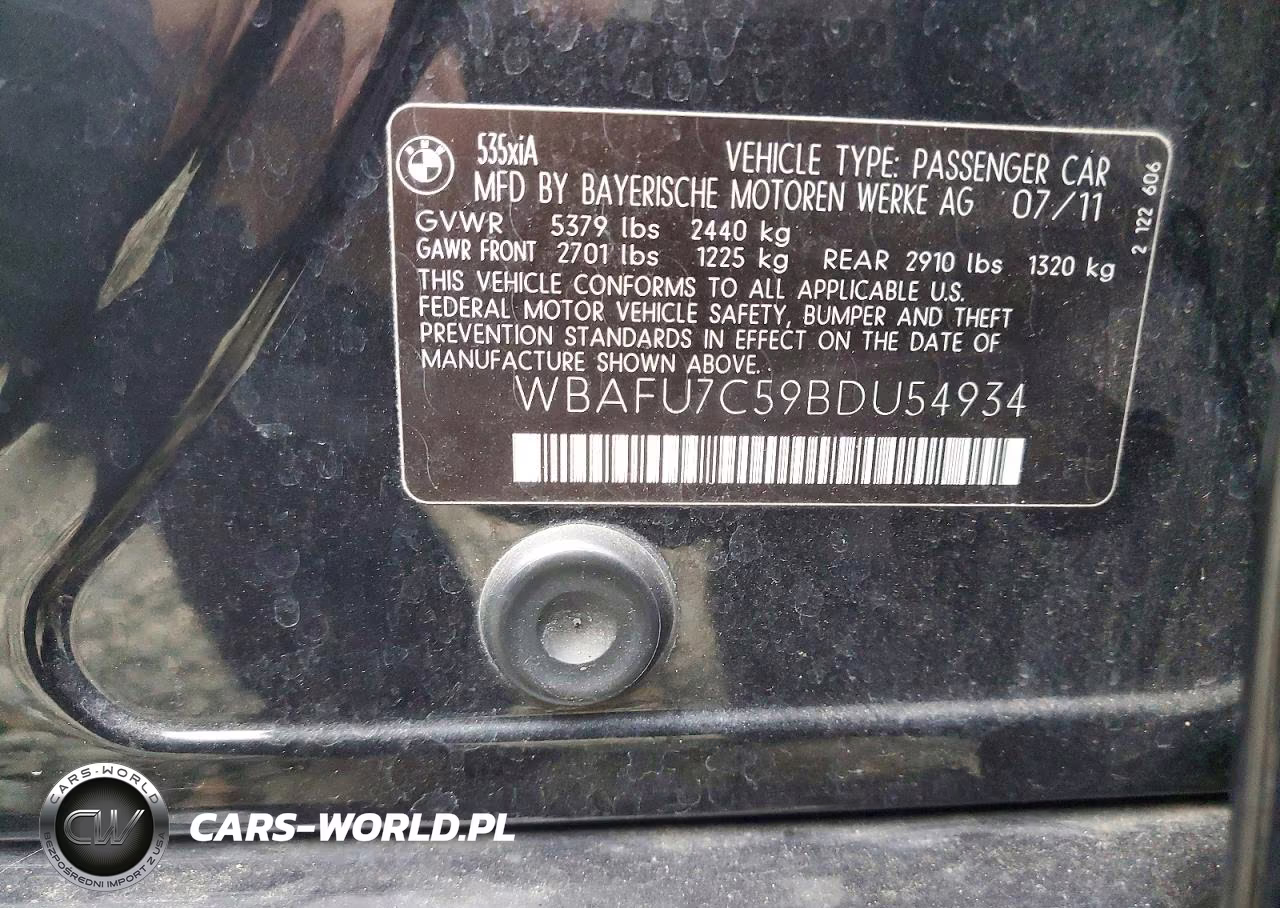 2011 BMW 535 Xi VIN:WBAFU7C59BDU54934 - 12
