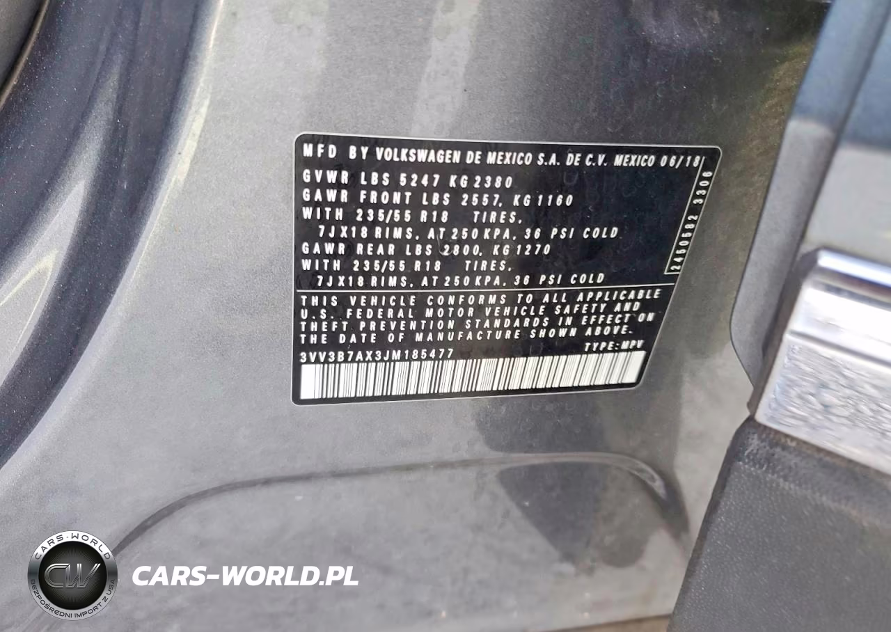 2018 Volkswagen Tiguan Se VIN:3VV3B7AX3JM185477 - 13
