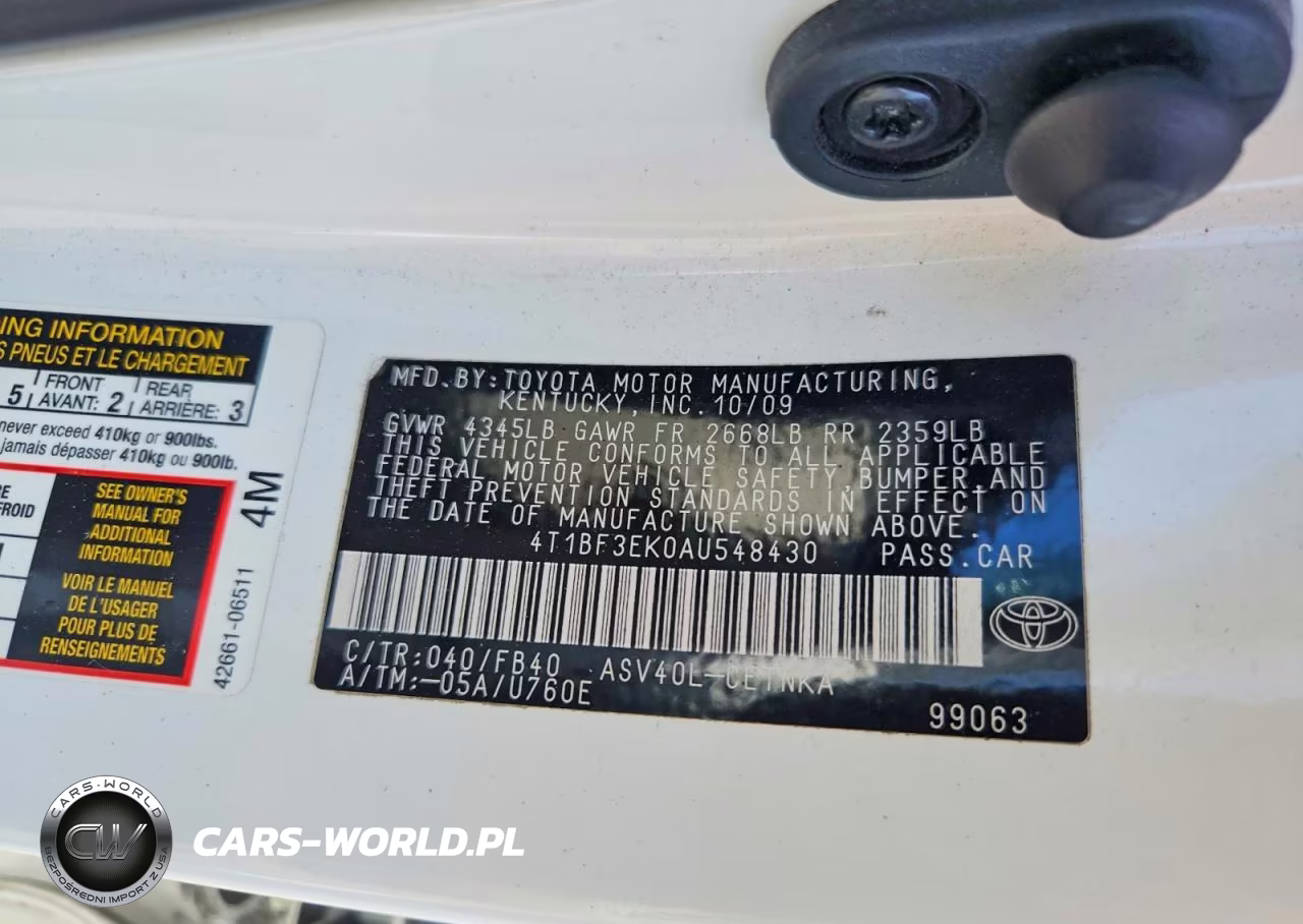 2010 Toyota Camry Le VIN:4T1BF3EK0AU548430 - 12