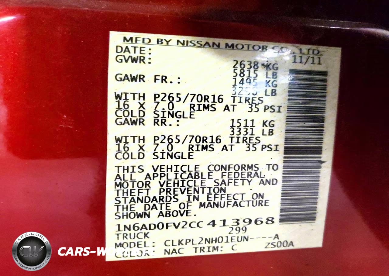 2012 Nissan Frontier Sv V6 VIN:1N6AD0FV2CC413968 - 12