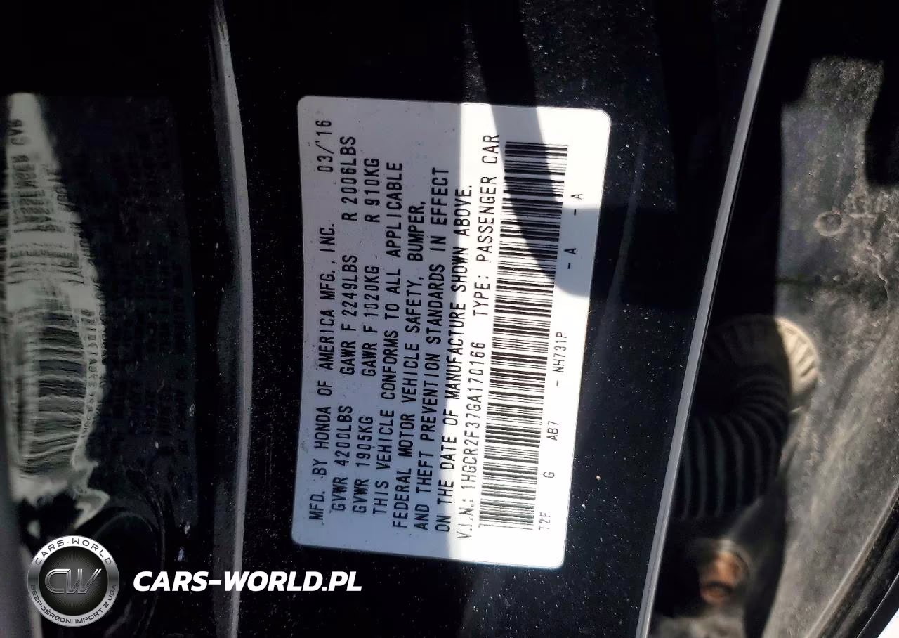 2016 Honda Accord Lx VIN:1HGCR2F37GA170166 - 12