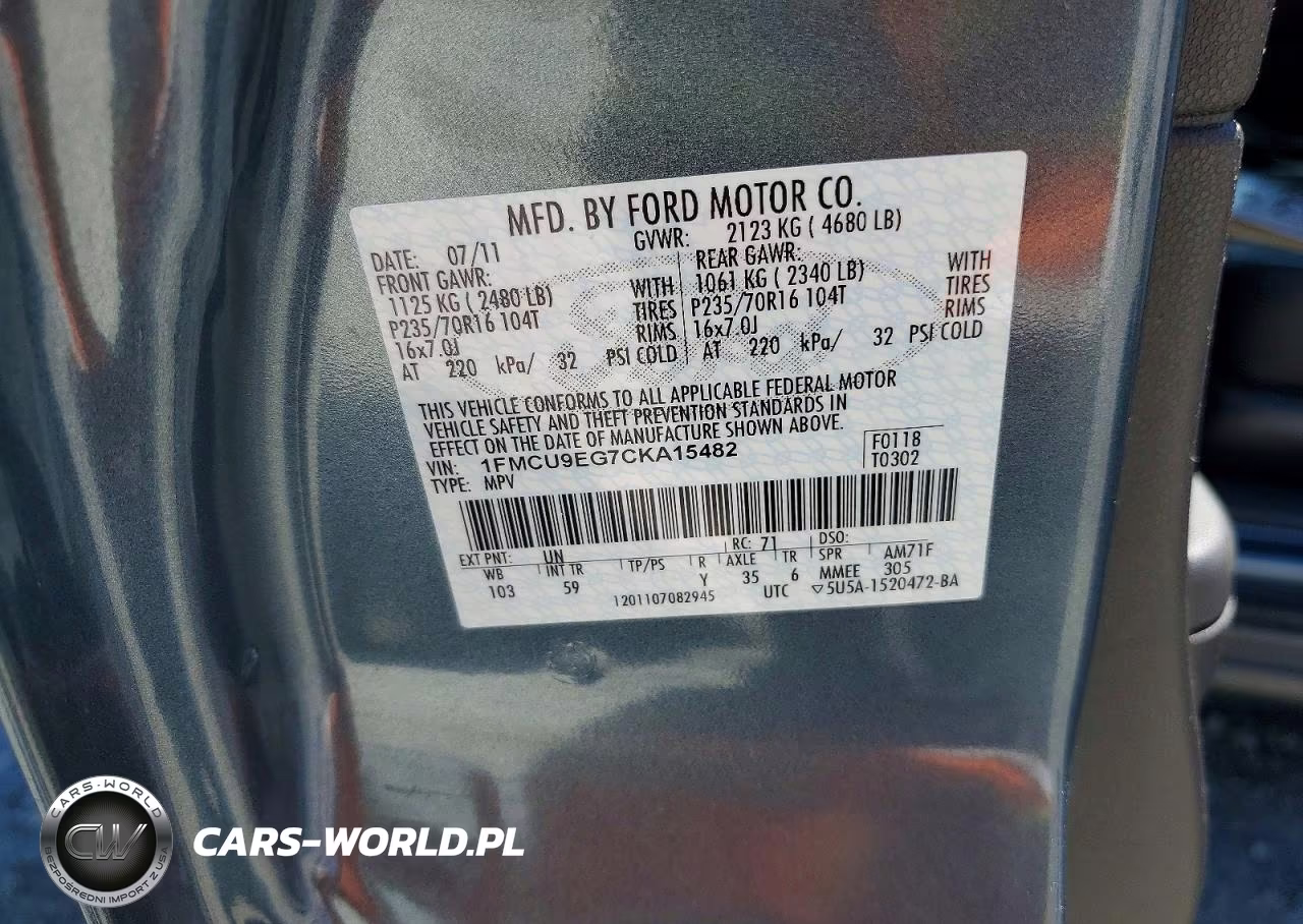 2012 Ford Escape Limited VIN:1FMCU9EG7CKA15482 - 14