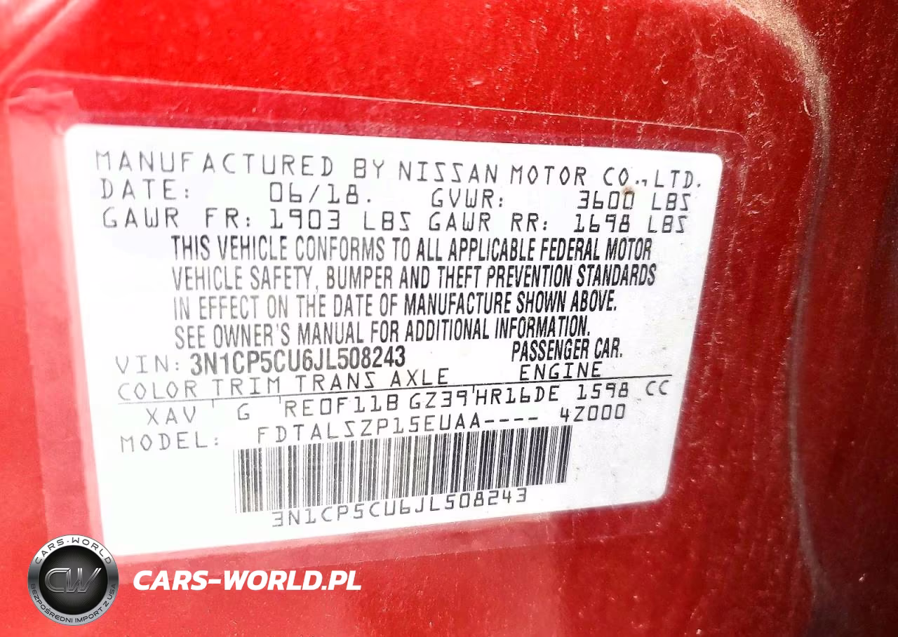 2018 Nissan Kicks Sv VIN:3N1CP5CU6JL508243 - 14
