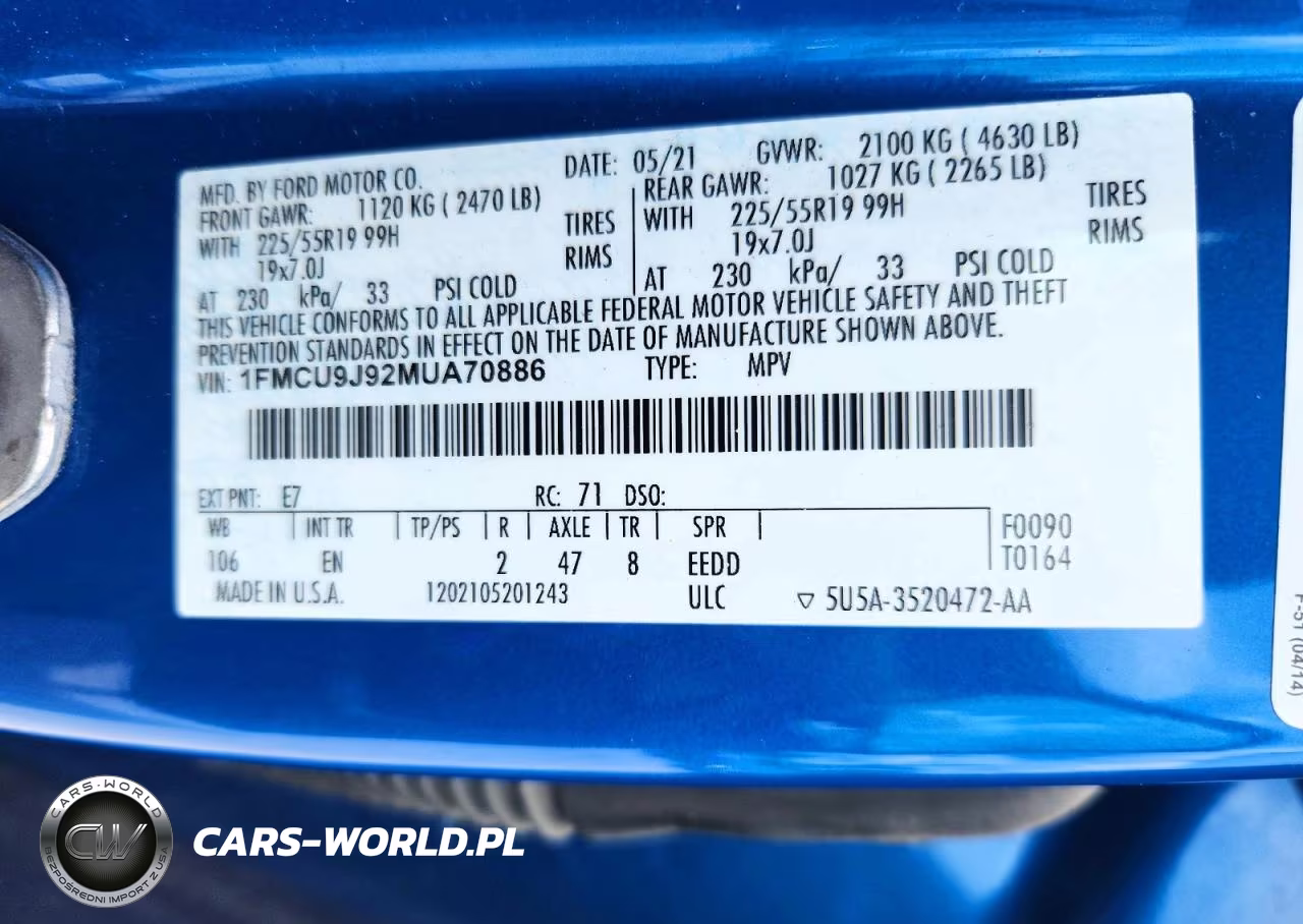 2021 Ford Escape Titanium VIN:1FMCU9J92MUA70886 - 13