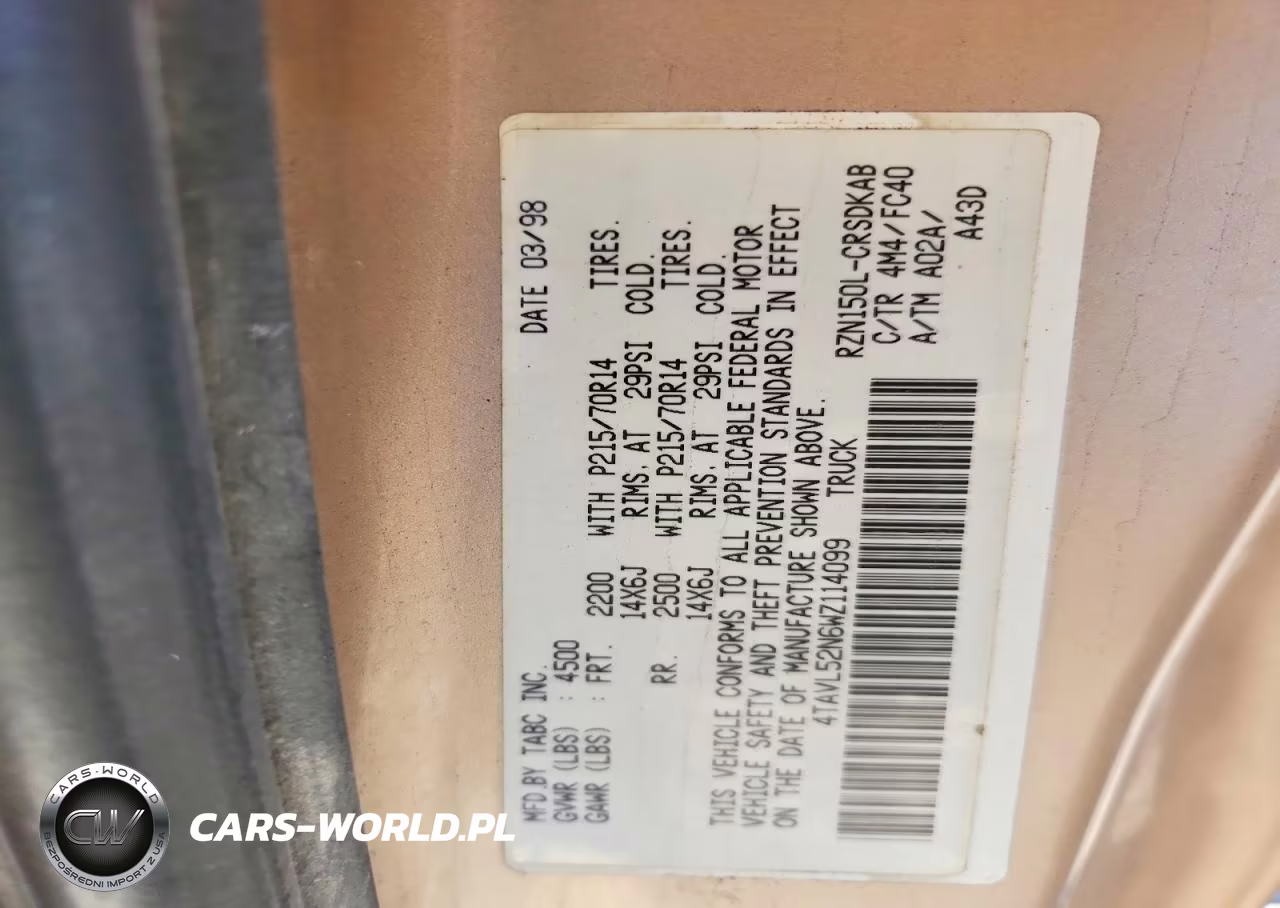 1998 Toyota Tacoma Xtracab VIN:4TAVL52N6WZ114099 - 13