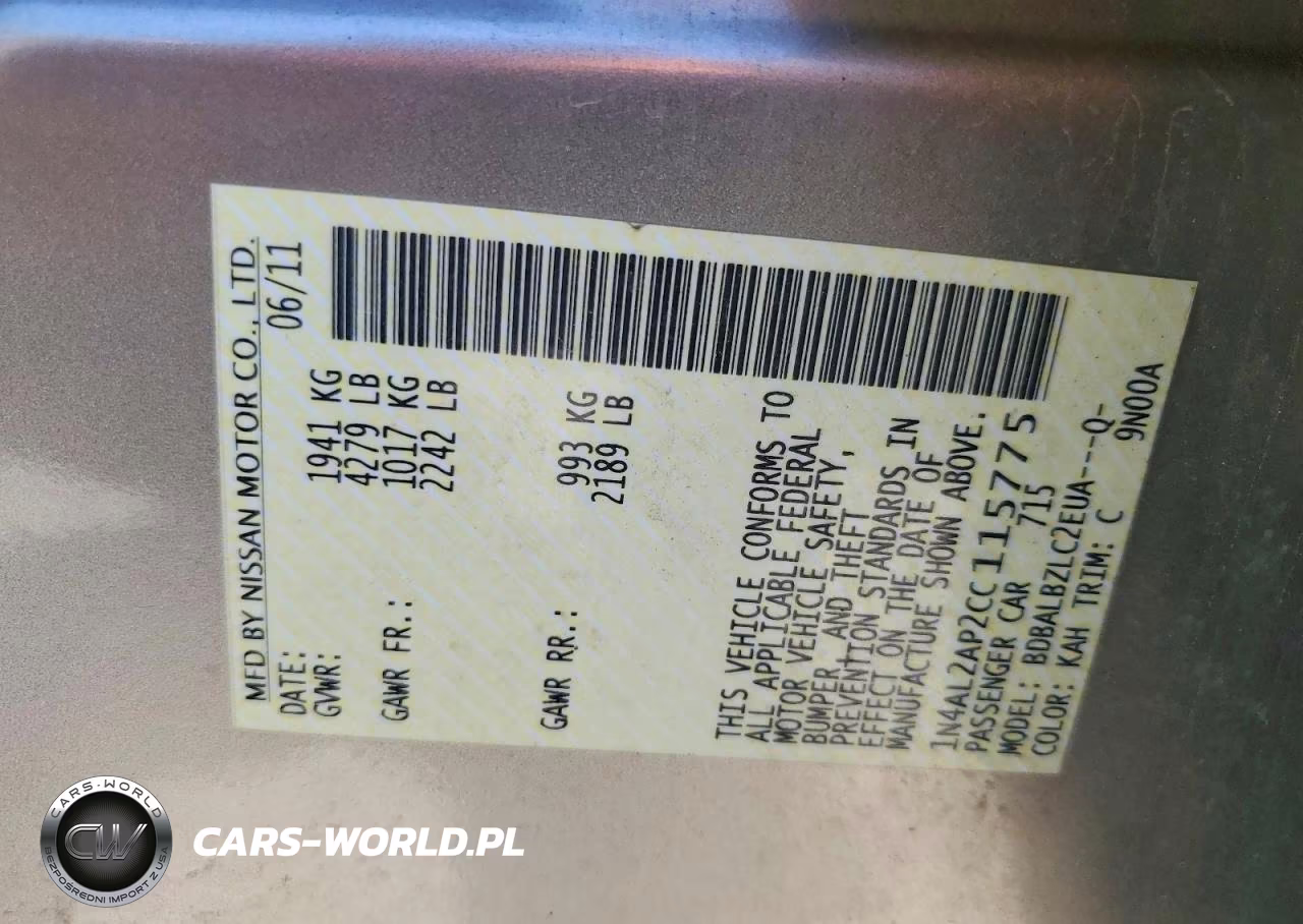 2012 Nissan Altima 2.5 VIN:1N4AL2AP2CC115775 - 13