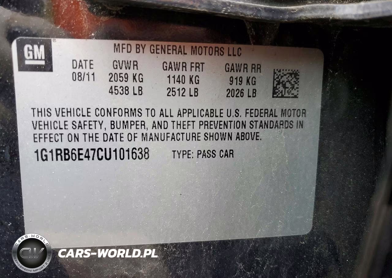 2012 Chevrolet Volt VIN:1G1RB6E47CU101638 - 12