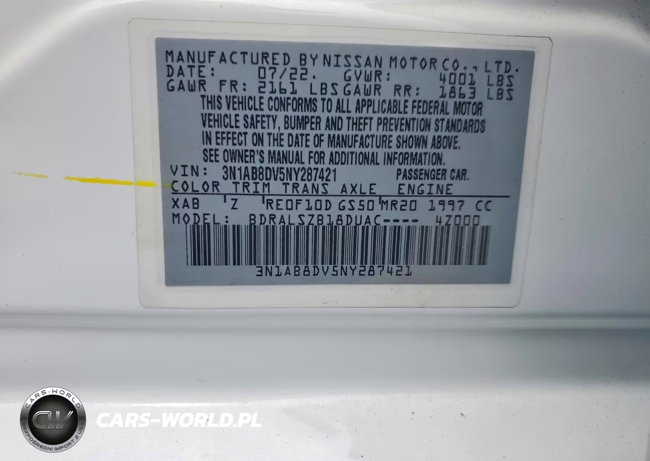 2022 Nissan Sentra Sr VIN:3N1AB8DV5NY287421 - 12