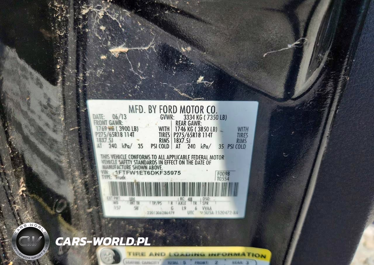 2013 Ford F150 Supercrew VIN:1FTFW1ET6DKF35975 - 13