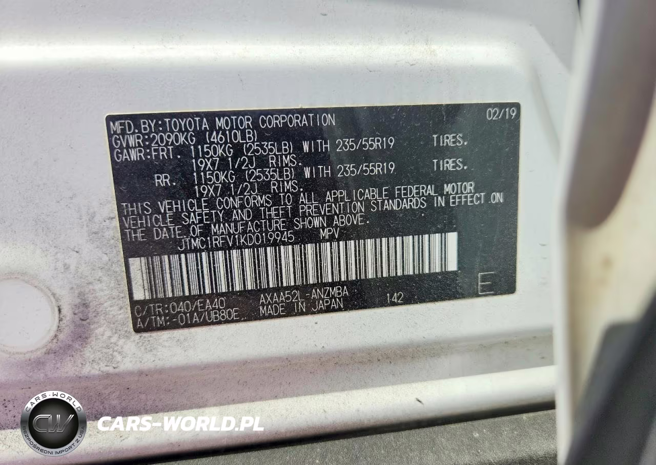2019 Toyota Rav4 Xle Premium VIN:JTMC1RFV1KD019945 - 12