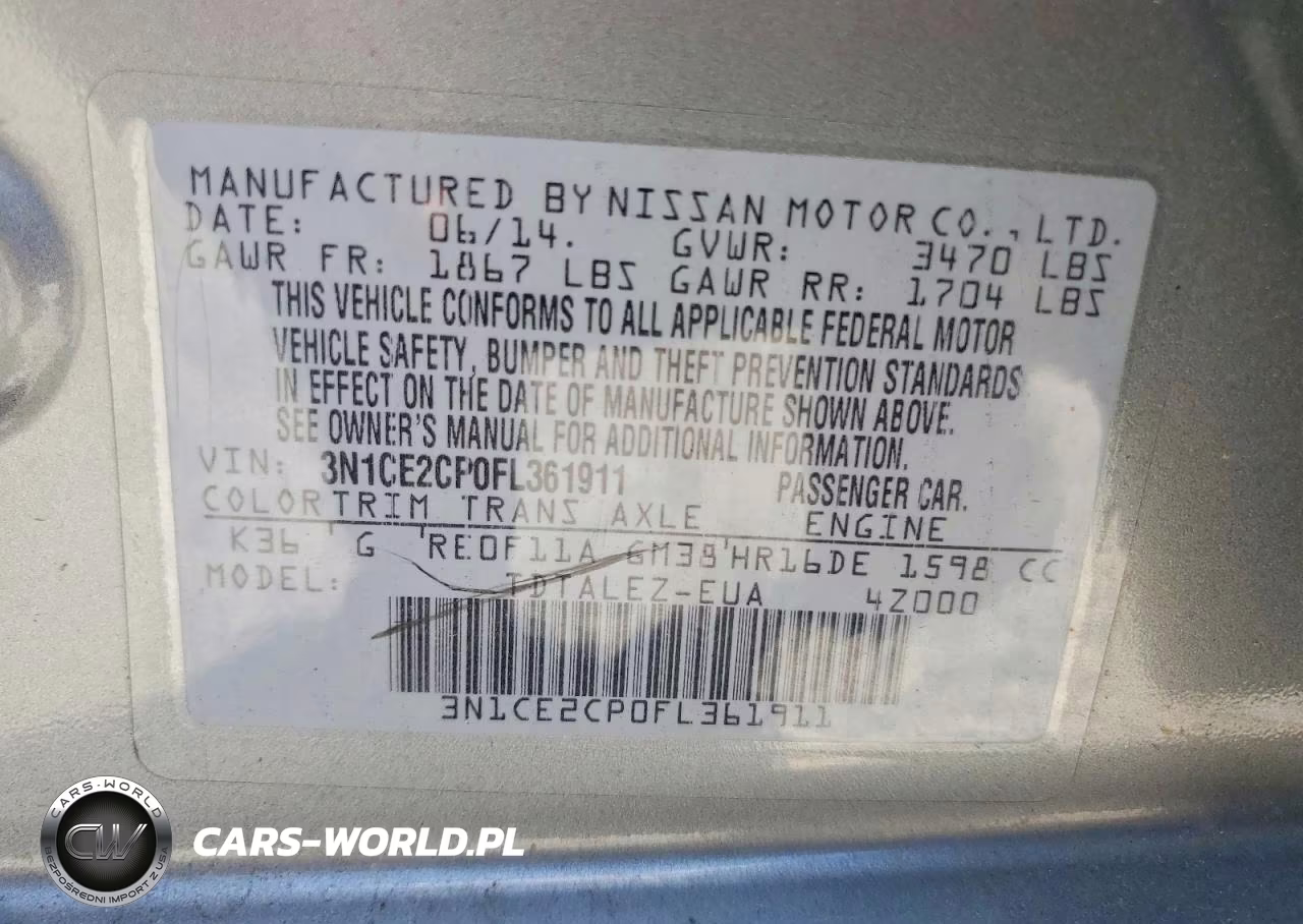 2015 Nissan Versa Note Sl VIN:3N1CE2CP0FL361911 - 12