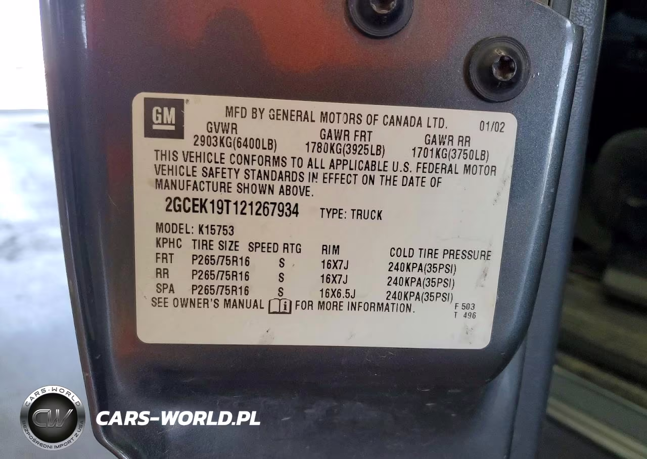 2002 Chevrolet Silverado K1500 VIN:2GCEK19T121267934 - 12