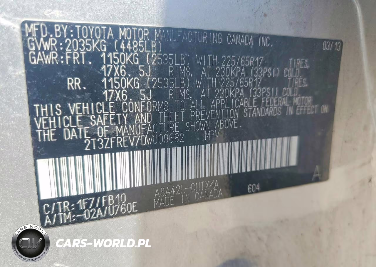2013 Toyota Rav4 Le VIN:2T3ZFREV7DW009682 - 13