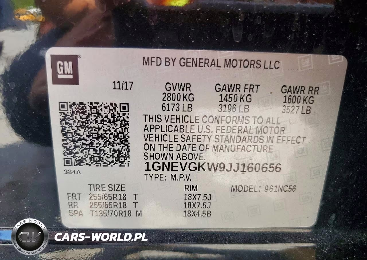 2018 Chevrolet Traverse Lt VIN:1GNEVGKW9JJ160656 - 14