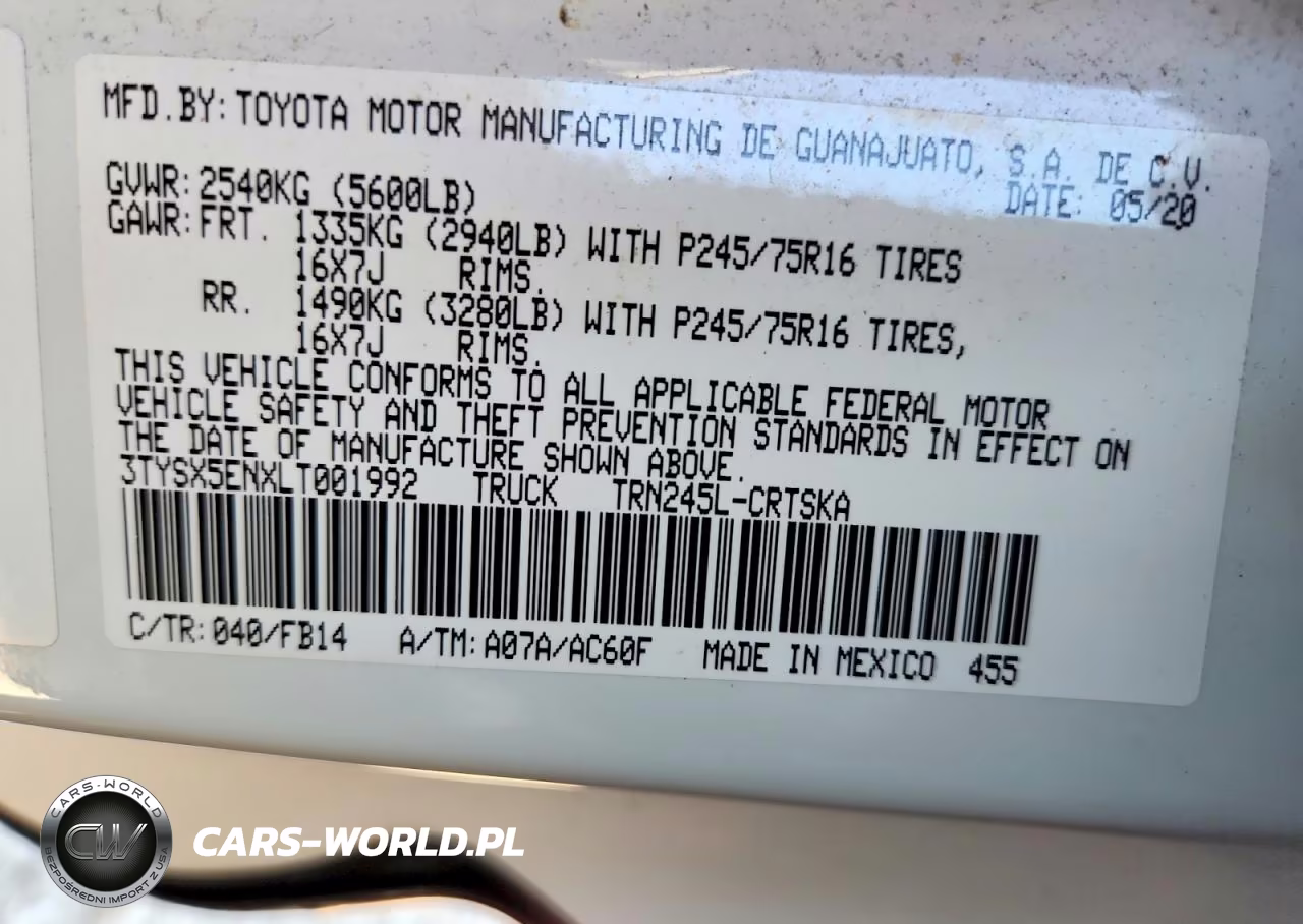 2020 Toyota Tacoma Sr VIN:3TYSX5ENXLT001992 - 13