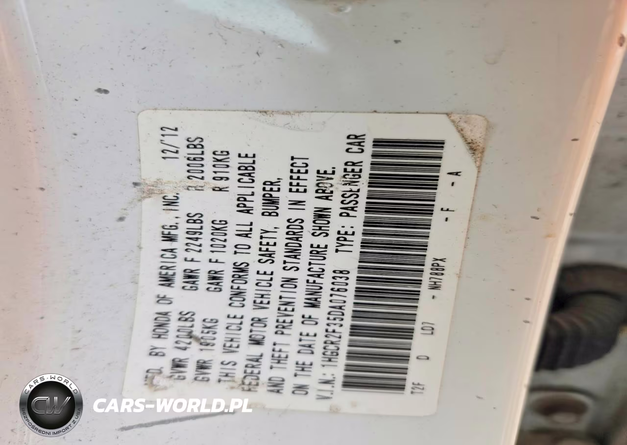 2013 Honda Accord Lx VIN:1HGCR2F35DA076038 - 12