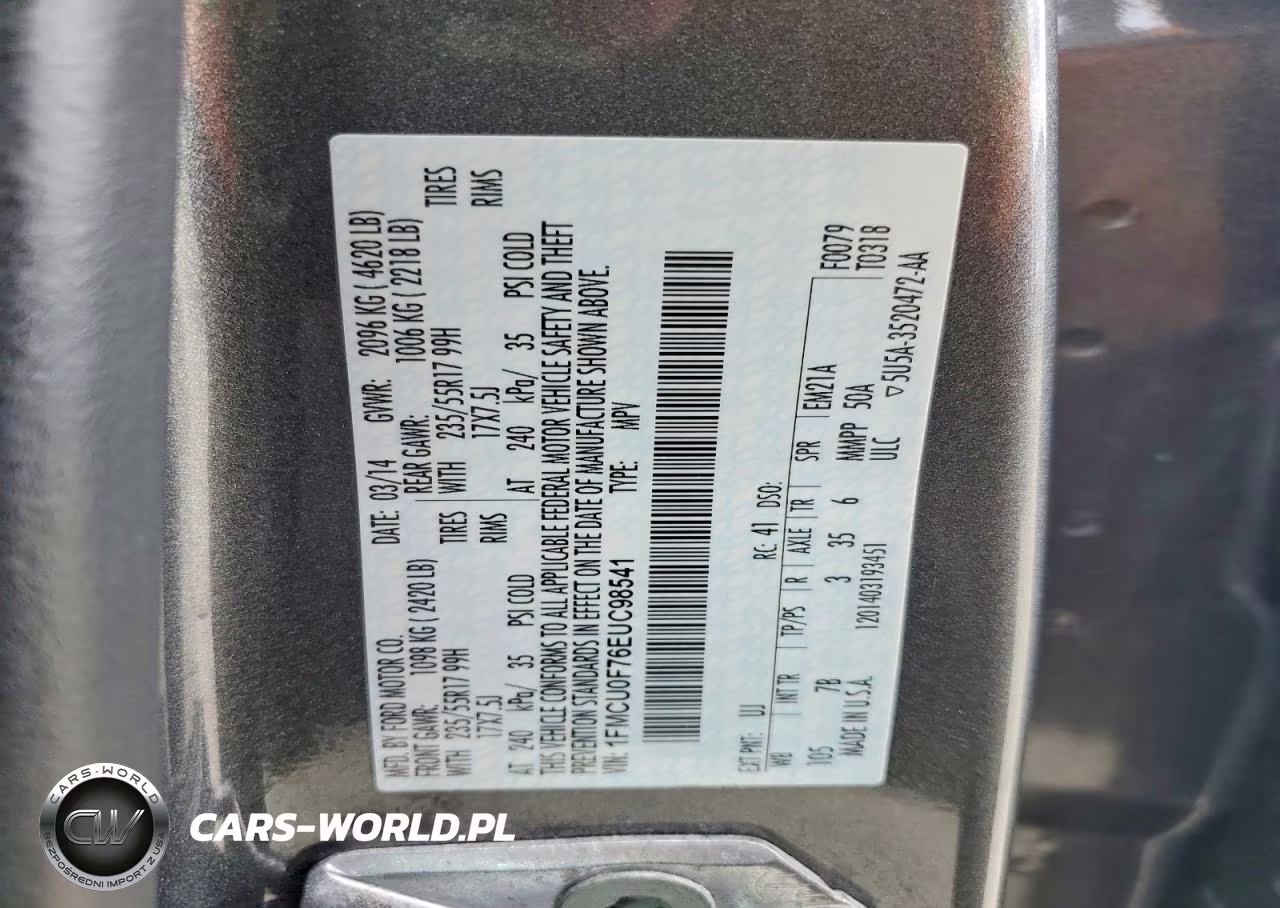 2014 Ford Escape S VIN:1FMCU0F76EUC98541 - 13