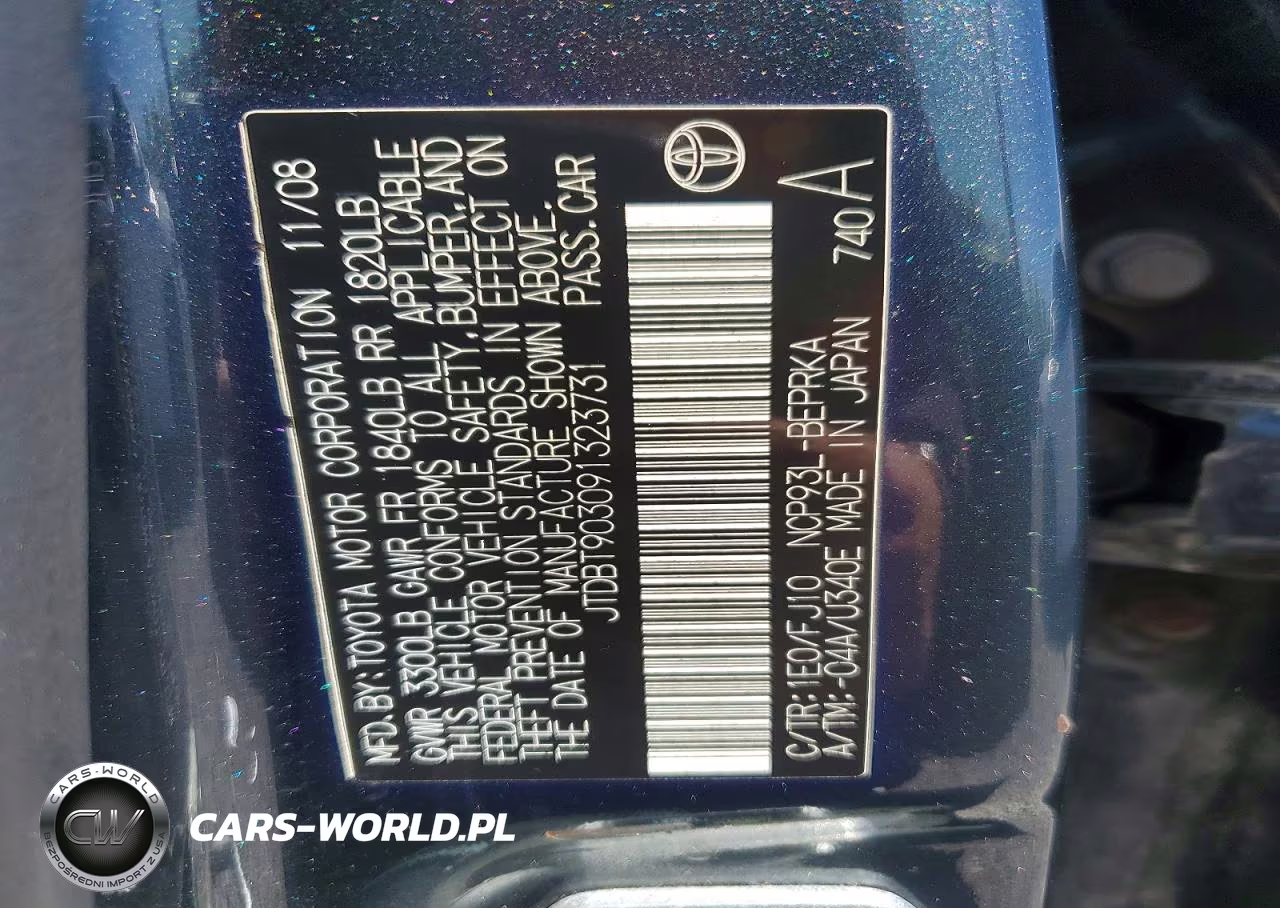 2009 Toyota Yaris Base VIN:JTDBT903091323731 - 12