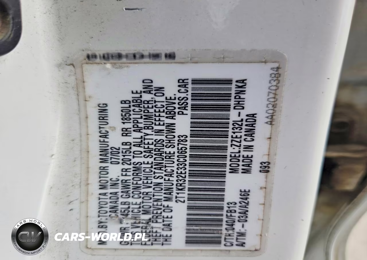 2003 Toyota Corolla Matrix Xr VIN:2T1KR32E33C065783 - 13