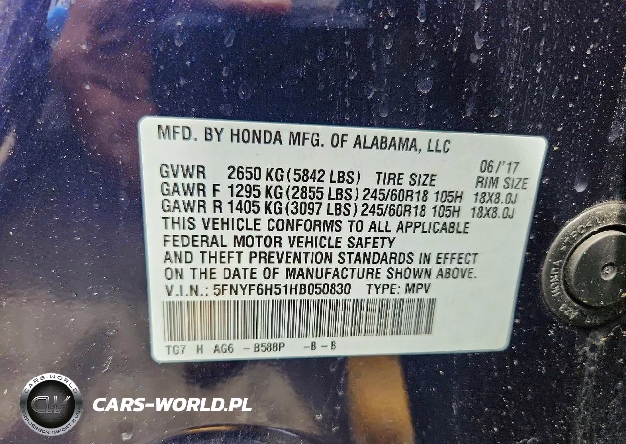 2017 Honda Pilot Exl VIN:5FNYF6H51HB050830 - 13
