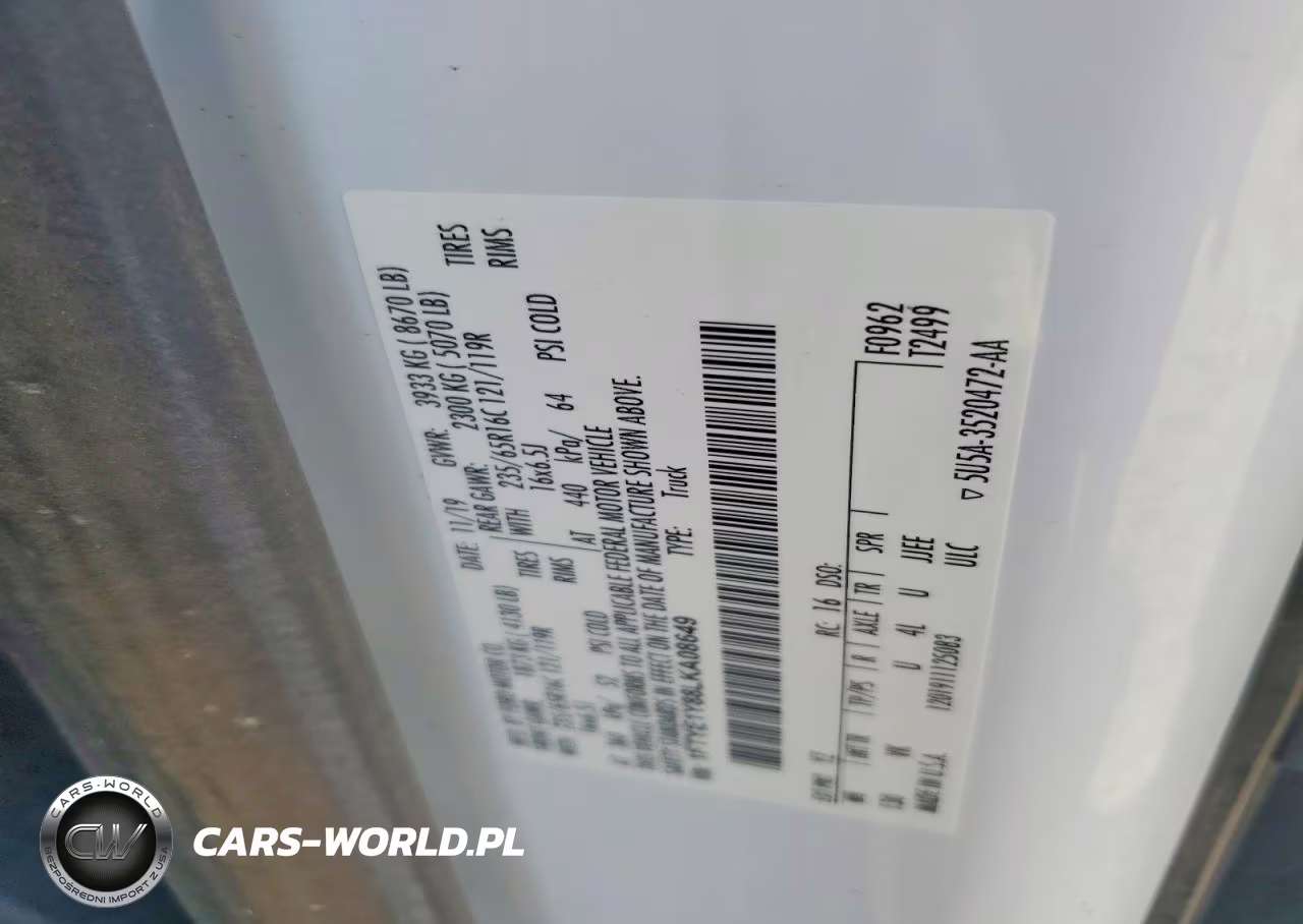 2020 Ford Transit T-150 VIN:1FTYE1Y88LKA08649 - 13