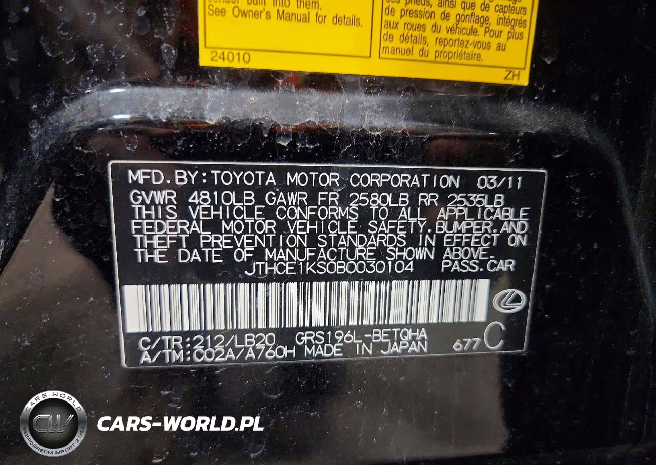 2011 Lexus Gs 350 VIN:JTHCE1KS0B0030104 - 13