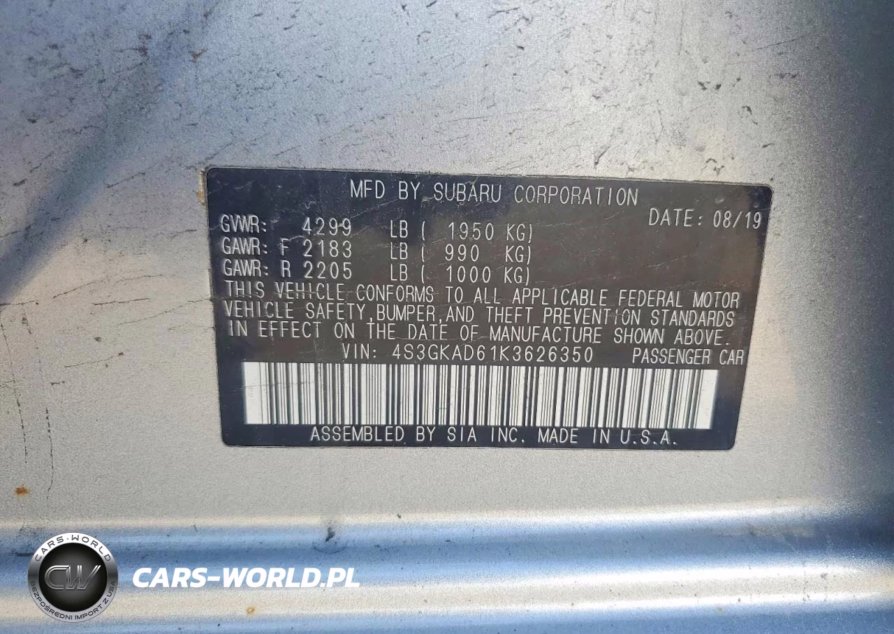 2019 Subaru Impreza Premium VIN:4S3GKAD61K3626350 - 12