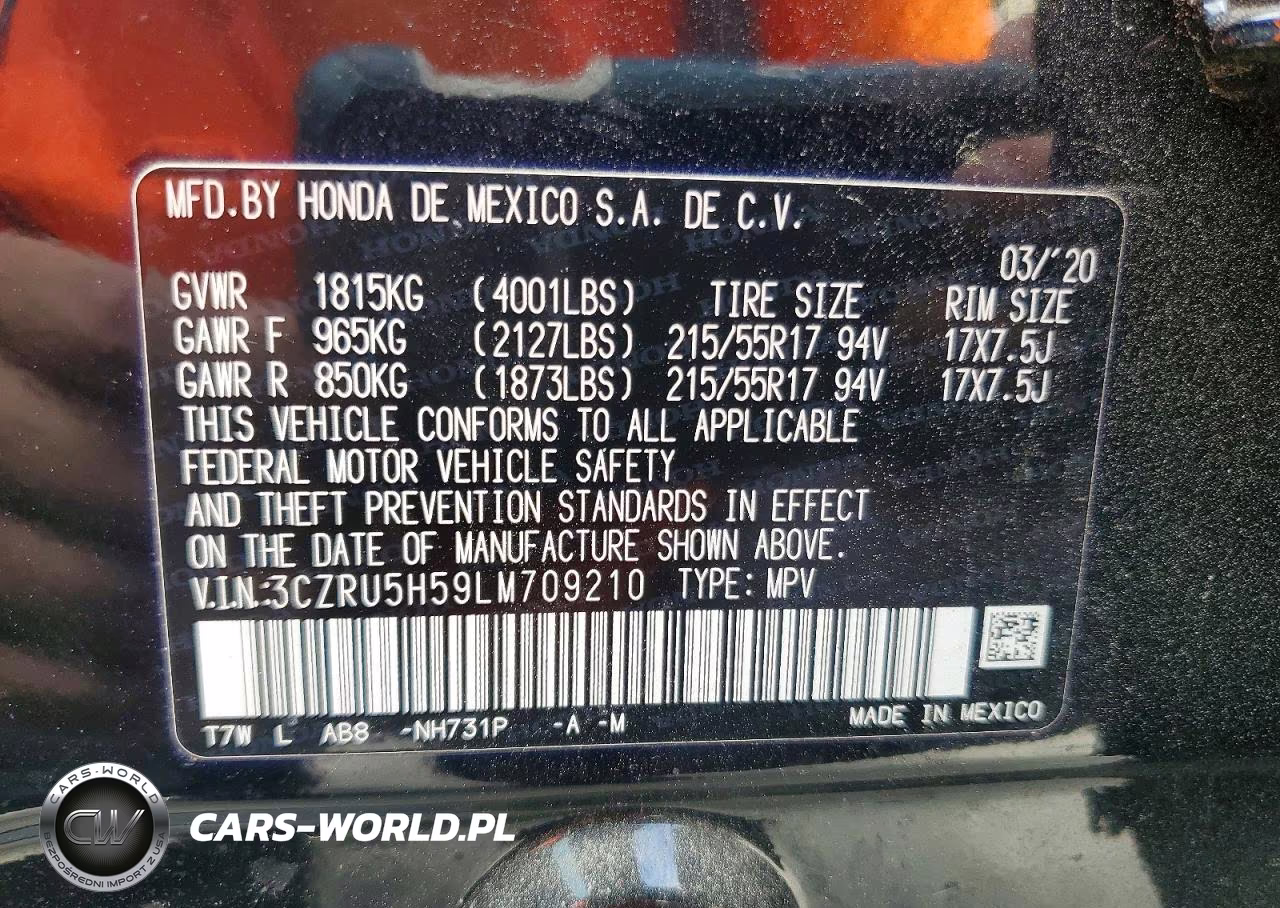 2020 Honda Hr-V Ex VIN:3CZRU5H59LM709210 - 13