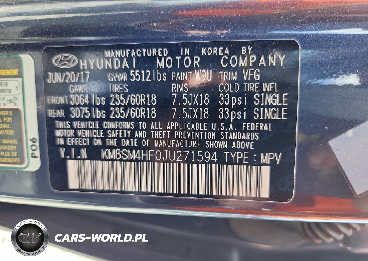 2018 Hyundai Santa Fe Se VIN:KM8SM4HF0JU271594 - 13