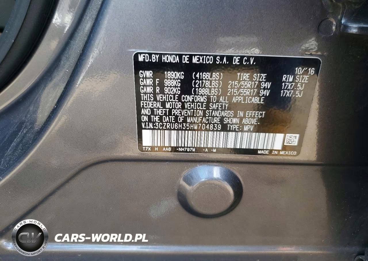 2017 Honda Hr-V Lx VIN:3CZRU6H35HM704839 - 13