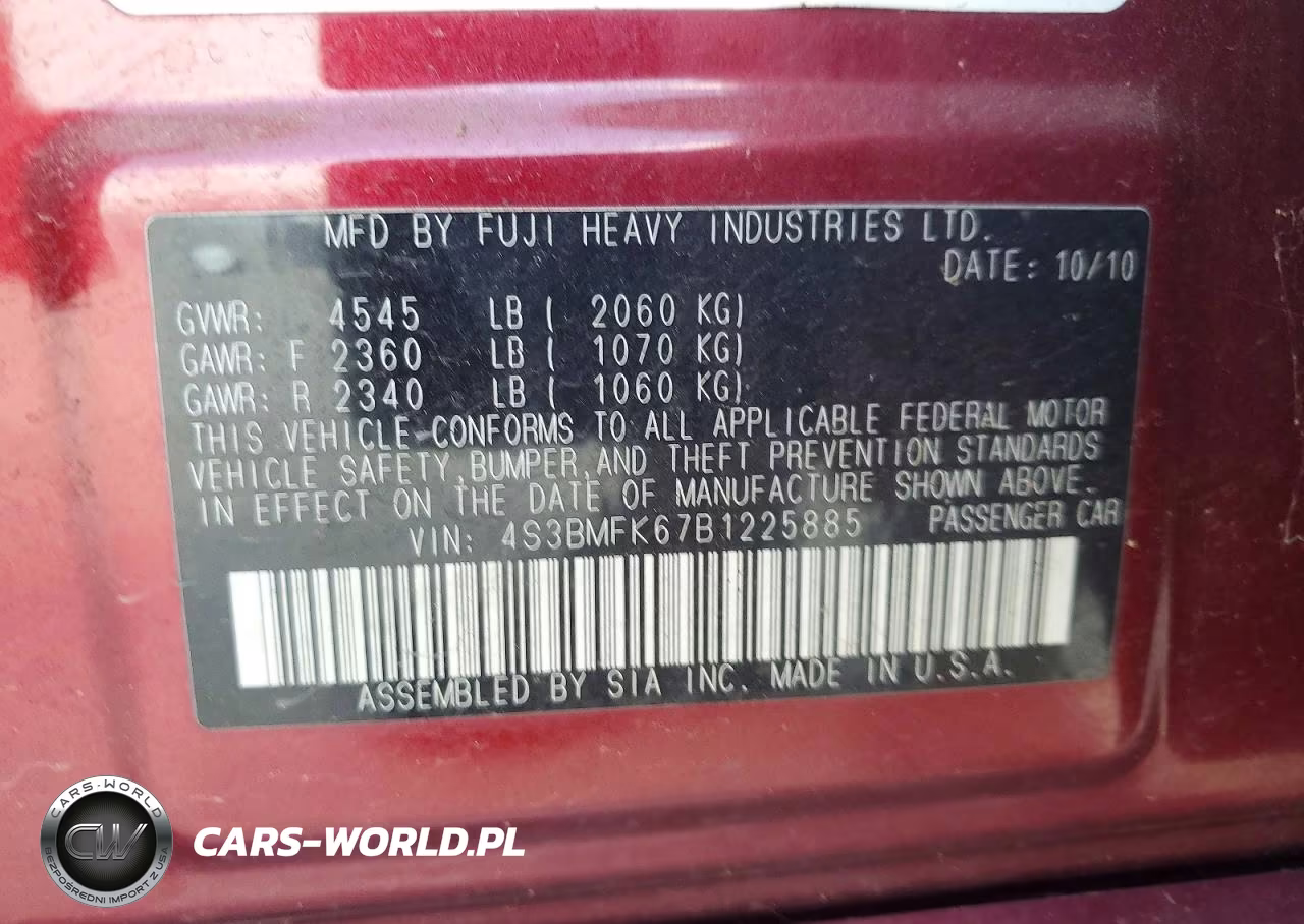 2011 Subaru Legacy 2.5Gt Limited VIN:4S3BMFK67B1225885 - 12