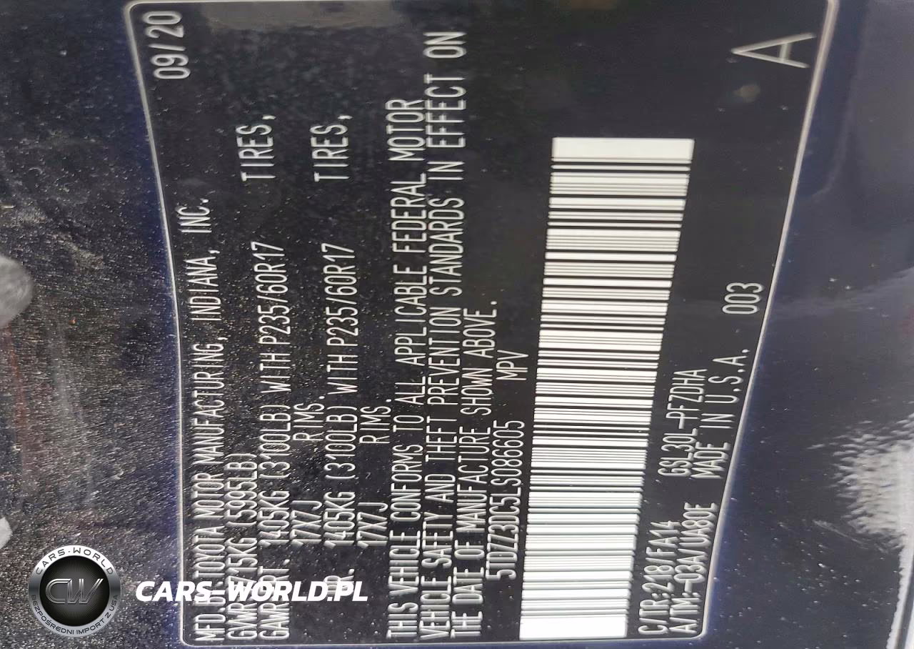 2020 Toyota Sienna L VIN:5TDZZ3DC5LS086605 - 13