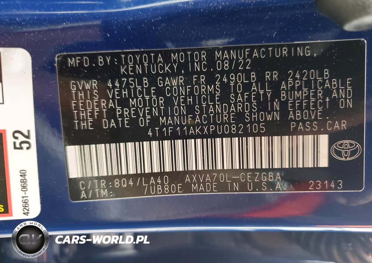 2023 Toyota Camry Xle VIN:4T1F11AKXPU082105 - 12