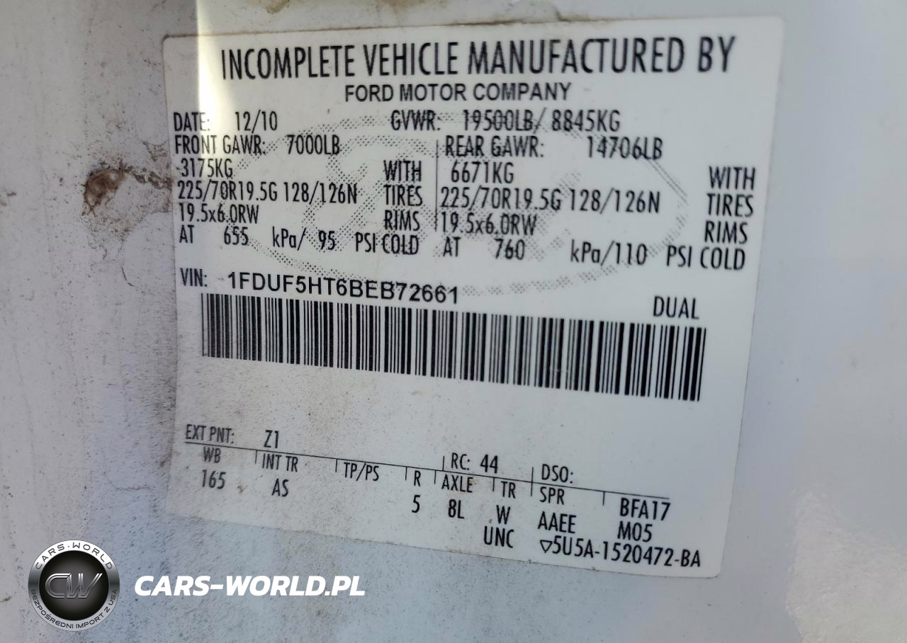 2011 Ford F550 Super Duty Super Duty VIN:1FDUF5HT6BEB72661 - 12