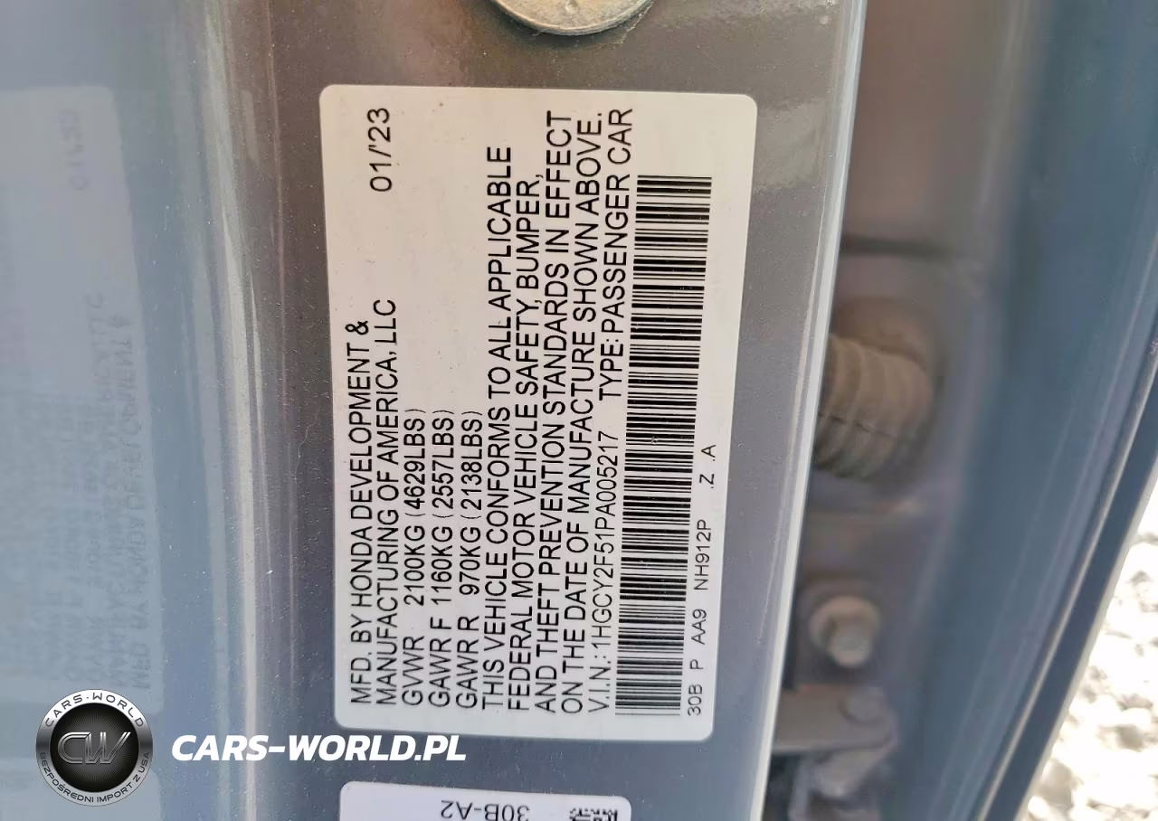 2023 Honda Accord VIN:1HGCY2F51PA005217 - 12