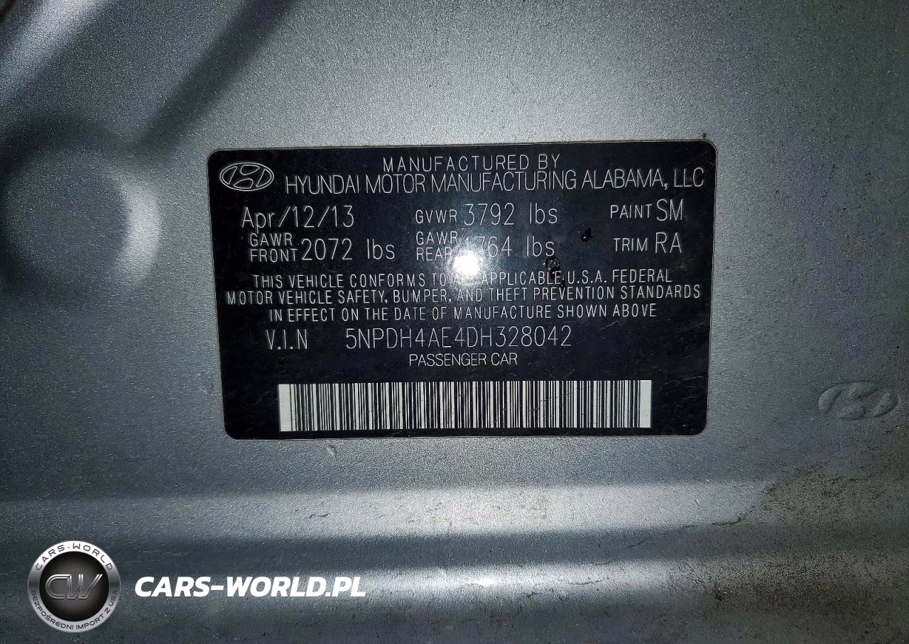 2013 Hyundai Elantra Limited VIN:5NPDH4AE4DH328042 - 12