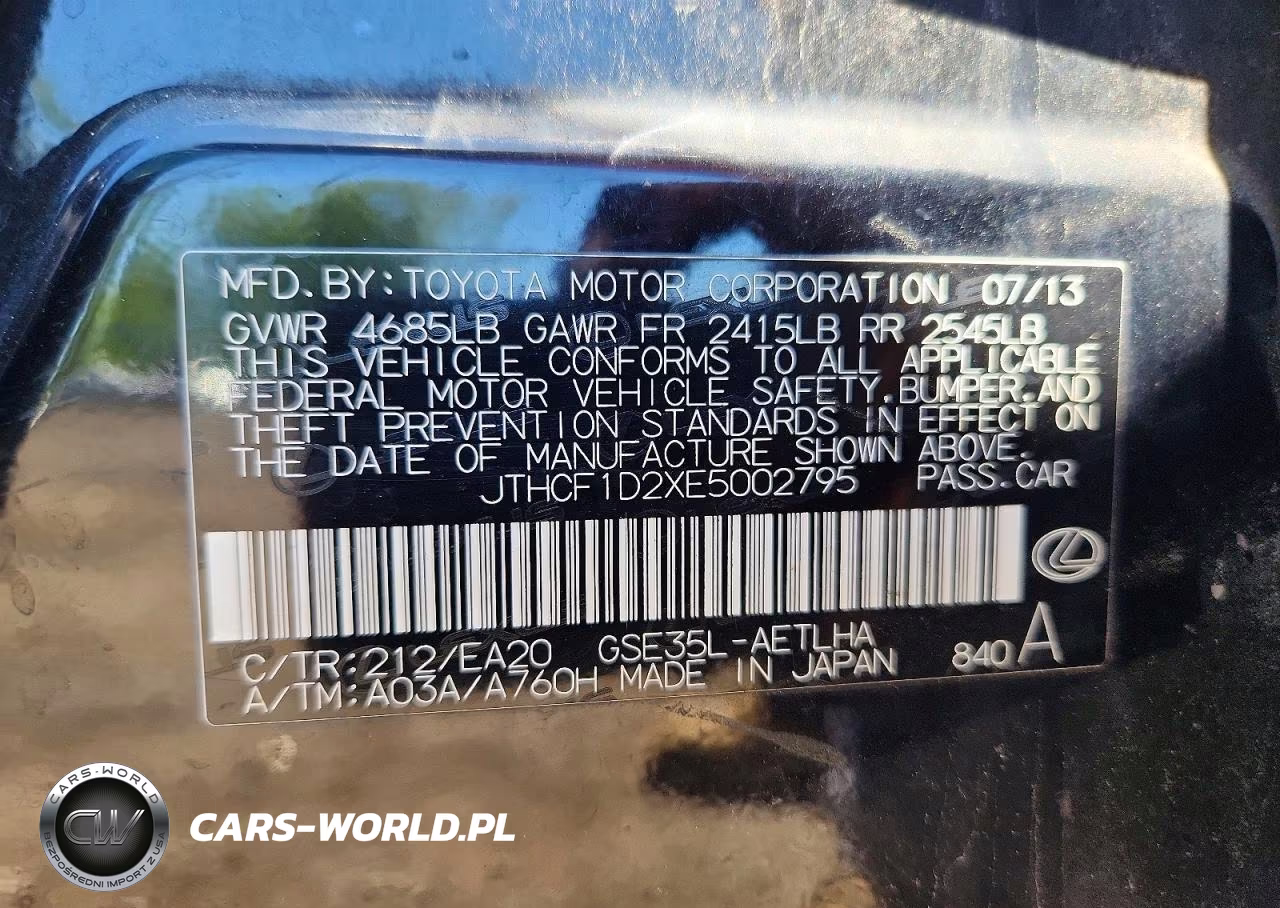 2014 Lexus Is 250 VIN:JTHCF1D2XE5002795 - 12