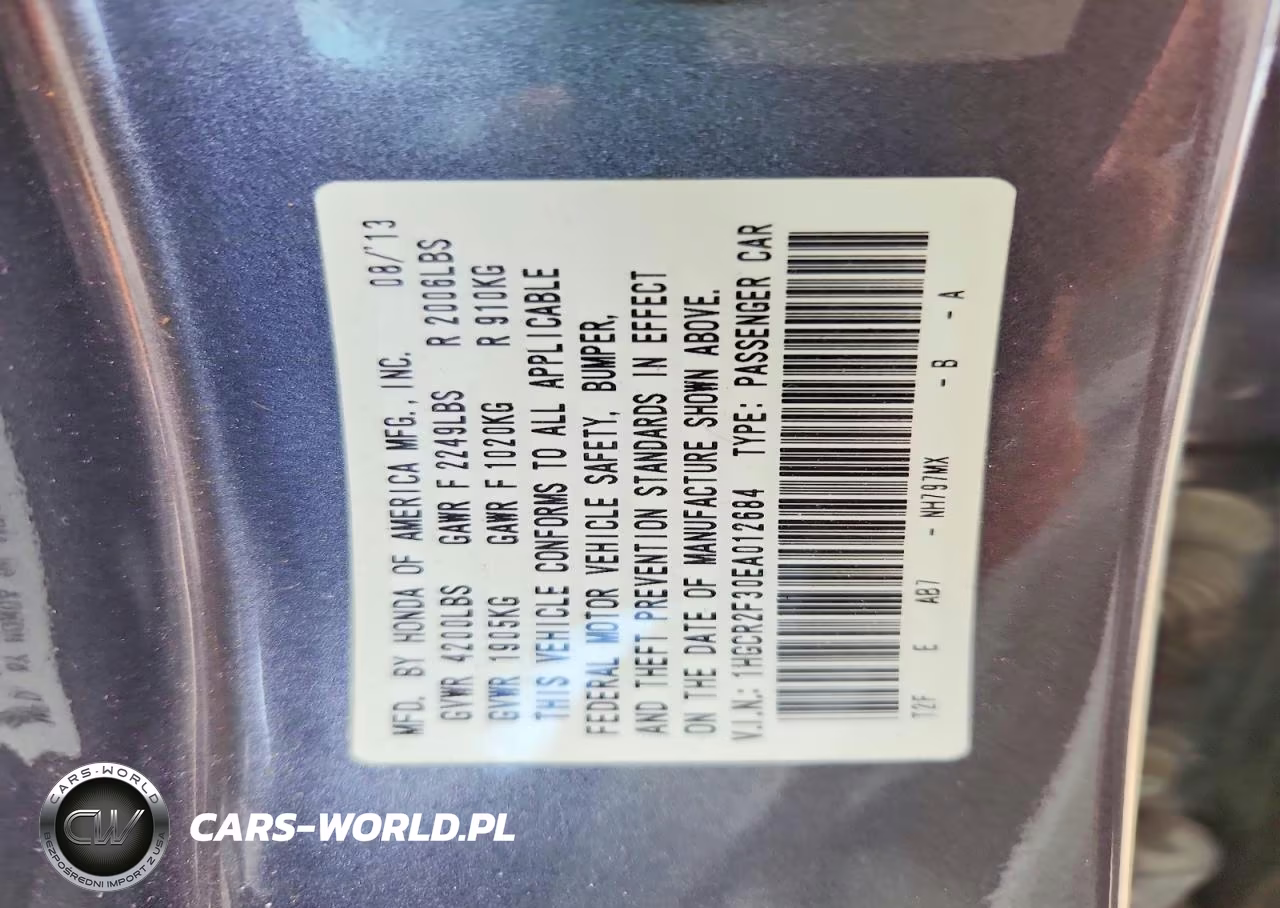 2014 Honda Accord Lx VIN:1HGCR2F30EA012684 - 12
